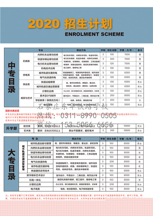 石家莊東華鐵路學(xué)校招生簡(jiǎn)章